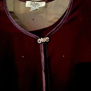 Patria Dress Burgundy Color Jacket Decorative Beads